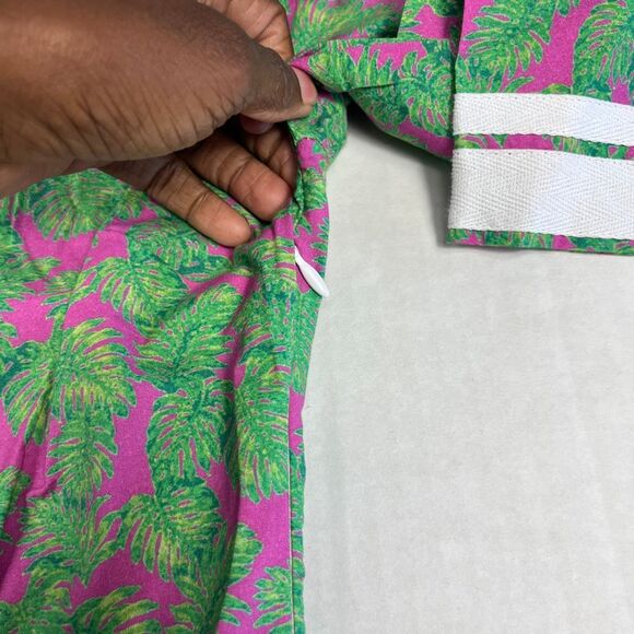 Lauren Gold Shift Dress 3/4 Sleeve Leaf Print V-Neck Preppy Resort Wear Size 2 - Picture 5 of 11